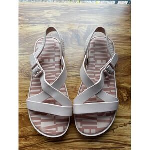 Melissa x Vivienne Westwood Pink Jelly Sandals Logo Cross Strap Lug Sole Sz 9